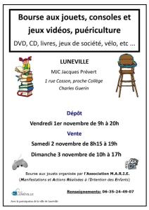 Bourse aux jouets, puériculture, et jeux - Lunéville