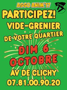 Vide grenier - avenue de Clichy la fourche - Paris 17