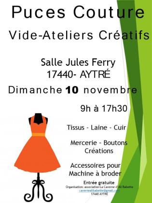 Puces couture et loisirs créatifs - vide ateliers - Aytré