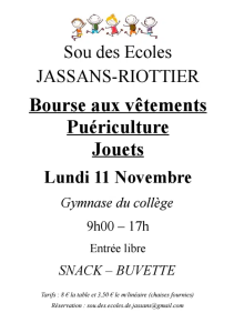 Bourse aux vêtements, articles de puériculture et jouets - Jassans-Riottier