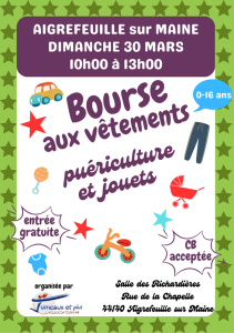 Braderie puériculture, vêtements 0-16 ans, jeux jouets livre - Aigrefeuille-sur-Maine