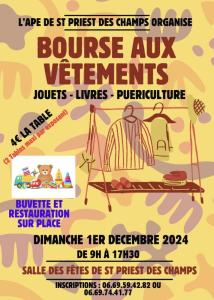 Bourse aux vêtements jouets, livres et puériculture - Saint-Priest-des-Champs